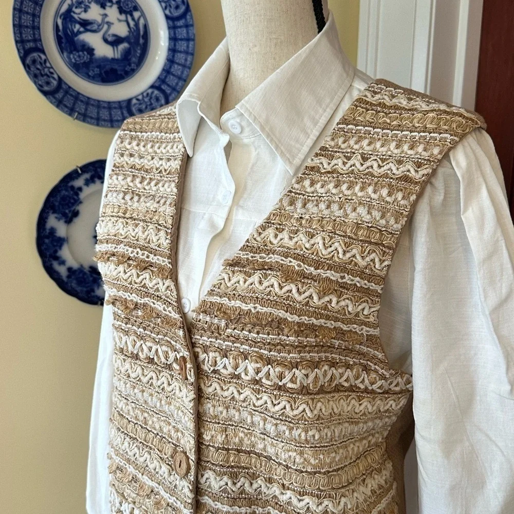 FORELLI | Vintage Boho, Western Textured 100% Cotton Vest, Size 14/16